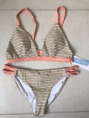 Cupshe Swim Bikini‎ Striped Color Block Nautical Coastal Chic Boho Swimwear
